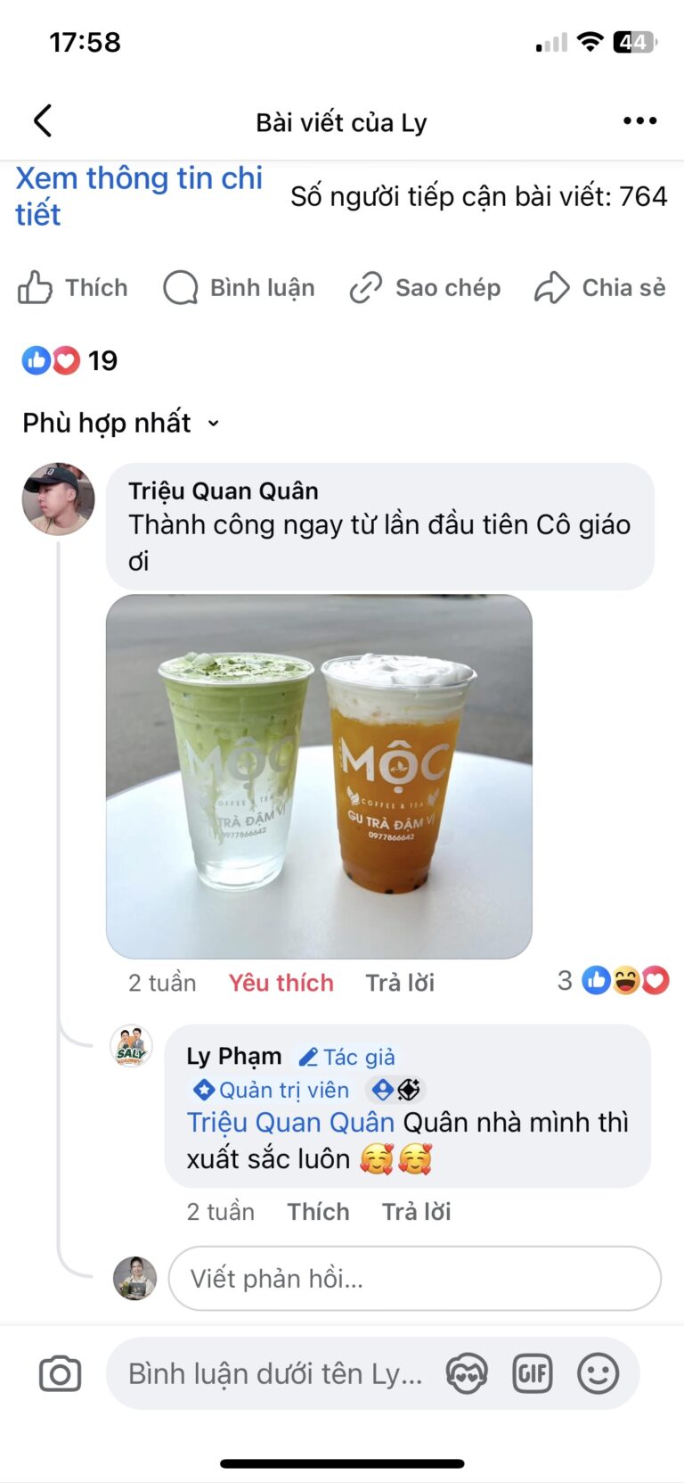 Phản hồi của học viên SaLy Academy kèm ảnh thành phẩm đồ uống (1/15)