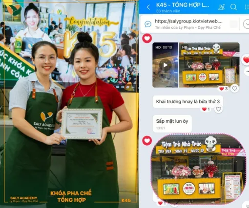Học viên Saly Academy nhận chứng nhận và mở quán trà
